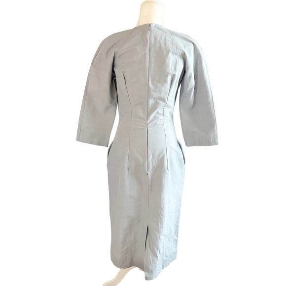 Raey Wide Sleeve Midi Sheath Dress 10 Blue - Picture 6 of 10